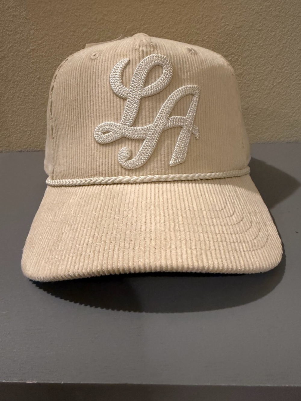 MAD Engine Cream Corduroy LA Rope-Trim Baseball Cap
